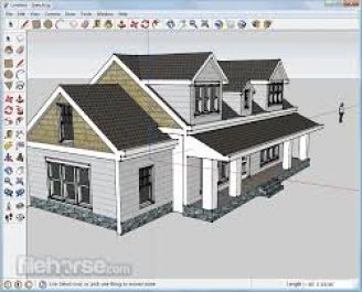 membuatkan desain rumah nampak luar menggunakan sketchup